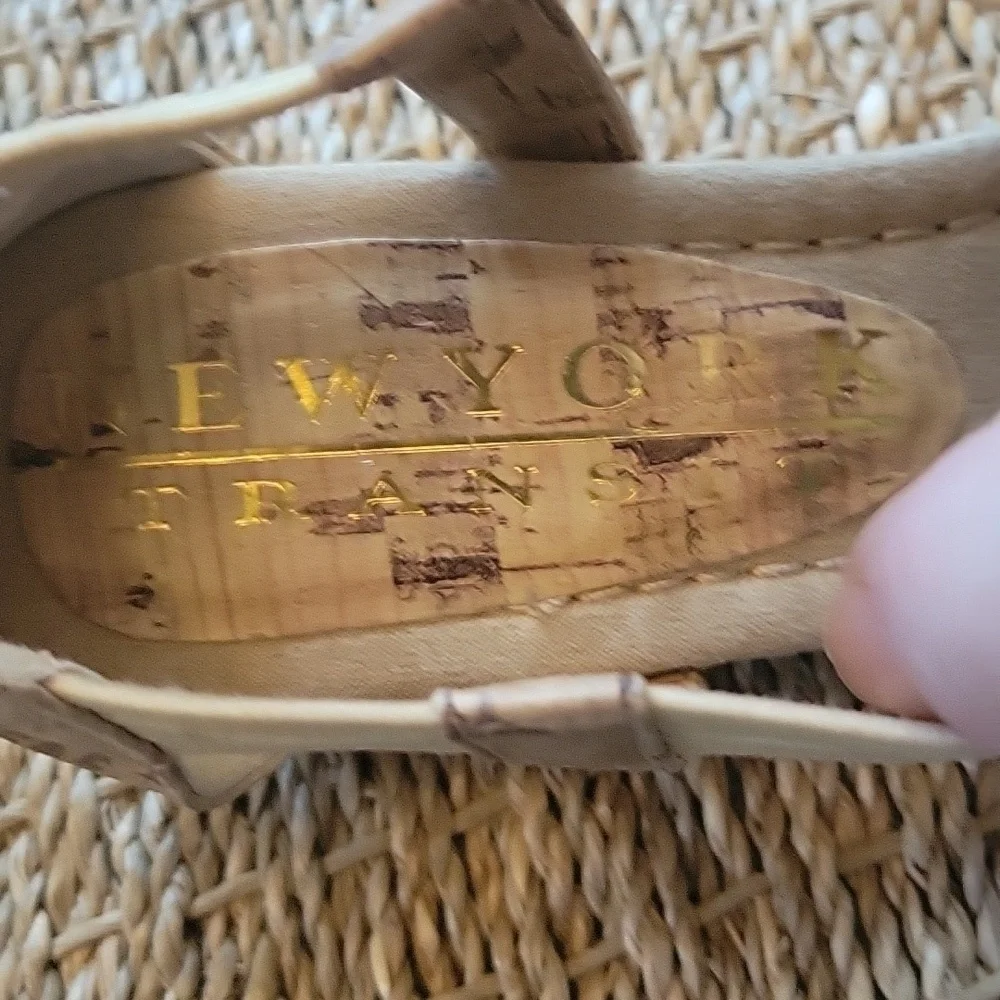 NEW YORK TRANSIT cork sandals with beads.  Size is 7W.